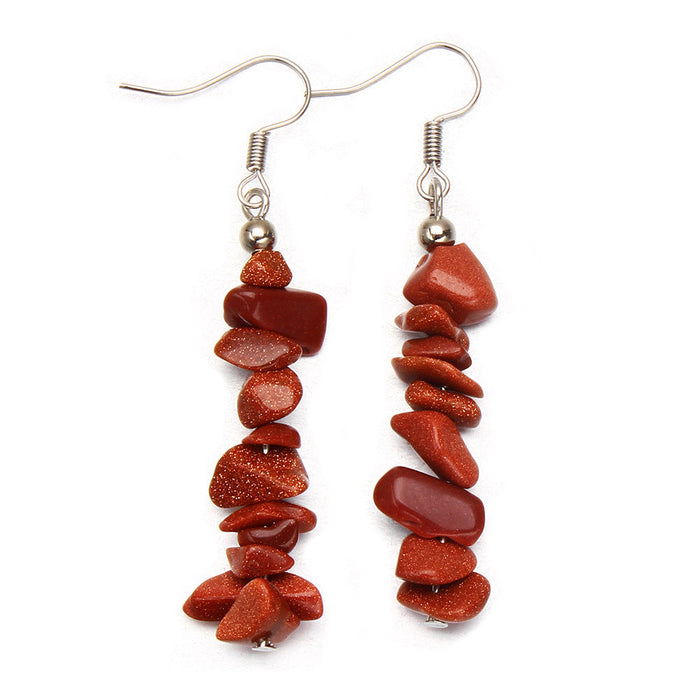 Wholesale Earrings Stainless Steel Natural Stone Crystal Long Style JDC-ES-YinW002