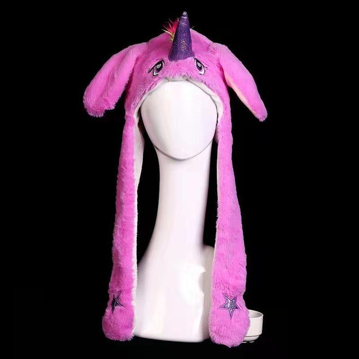 Wholesale Glowing bunny hat with moving ears cute plush warm hat