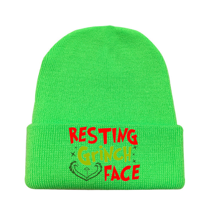 Wholesale Christmas Knitted Hat Green Hair Monster Wool Hat JDC-FH-JunC004