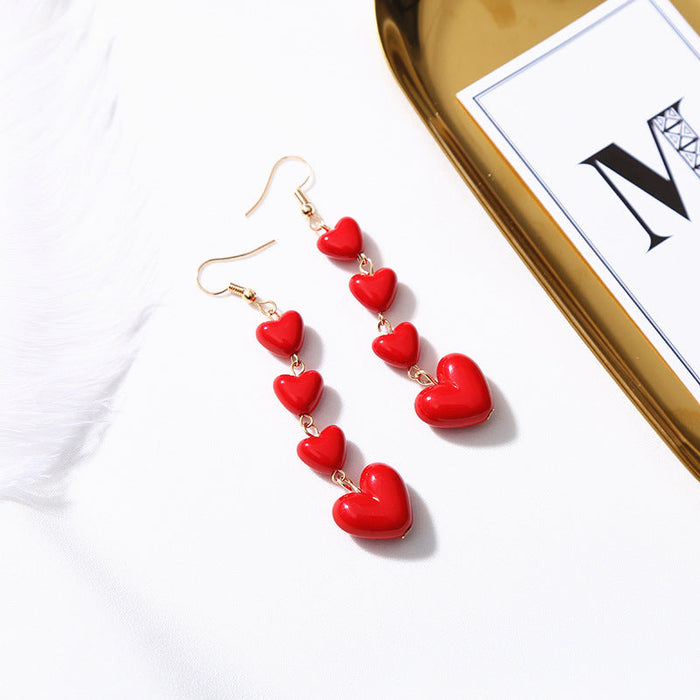 Wholesale Earrings Plastic Size Tassel Heart Heart JDC-ES-YinW004