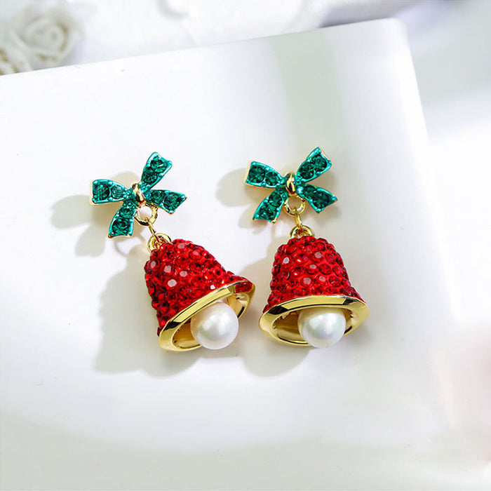 Wholesale Earrings Alloy Diamond Christmas Bow Wind Chimes JDC-ES-Duoli015