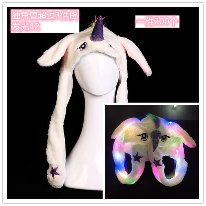 Wholesale Glowing bunny hat with moving ears cute plush warm hat