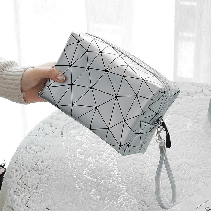 Wholesale rhombus PU leather cosmetic bag ladies cosmetic storage bag travel storage bag LOGO can be developed