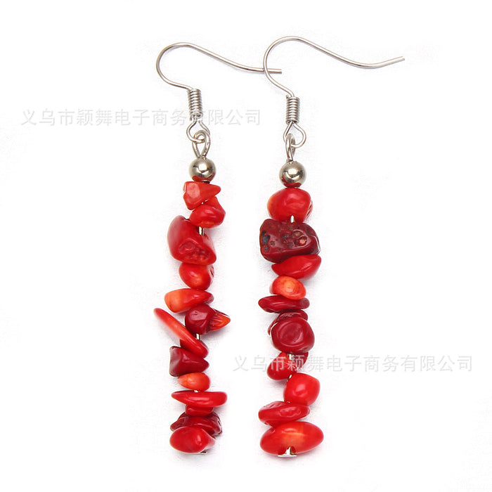 Wholesale Earrings Stainless Steel Natural Stone Crystal Long Style JDC-ES-YinW002