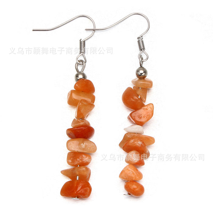 Wholesale Earrings Stainless Steel Natural Stone Crystal Long Style JDC-ES-YinW002