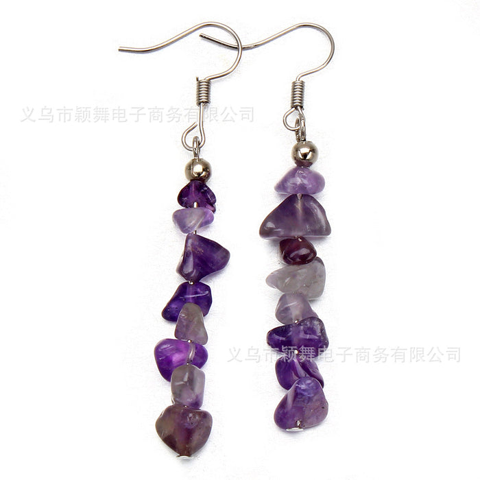 Wholesale Earrings Stainless Steel Natural Stone Crystal Long Style JDC-ES-YinW002