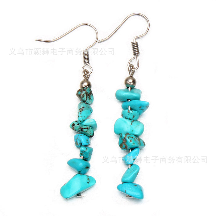 Wholesale Earrings Stainless Steel Natural Stone Crystal Long Style JDC-ES-YinW002