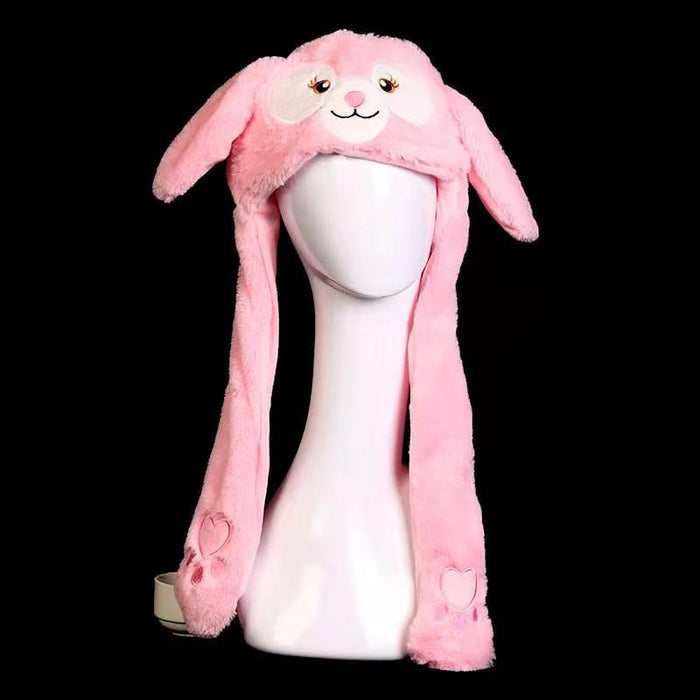 Wholesale Glowing bunny hat with moving ears cute plush warm hat