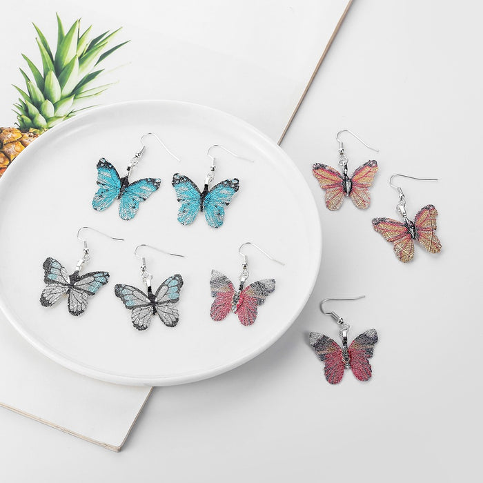 Wholesale Creative, personalized, painted butterfly, real leaf specimen pendant, earrings, necklace