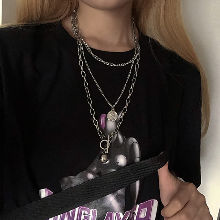 Wholesale Necklace, coin, metal ball, street racket, sweater chain