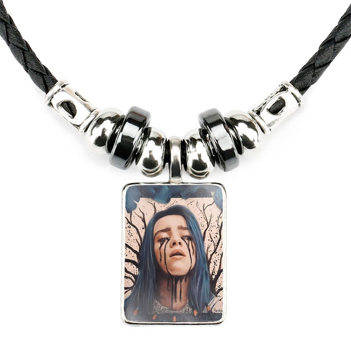 Wholesale Celebrity-themed square glass pendant necklace