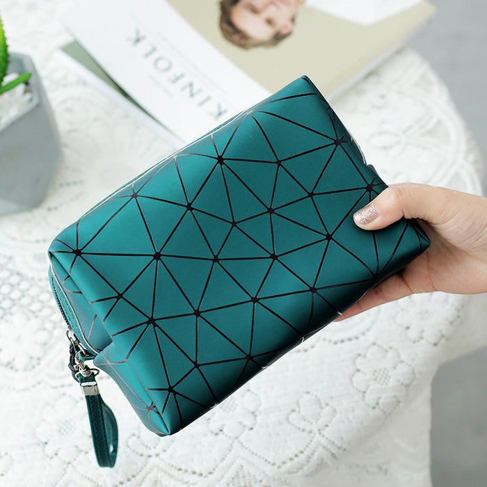 Wholesale rhombus PU leather cosmetic bag ladies cosmetic storage bag travel storage bag LOGO can be developed