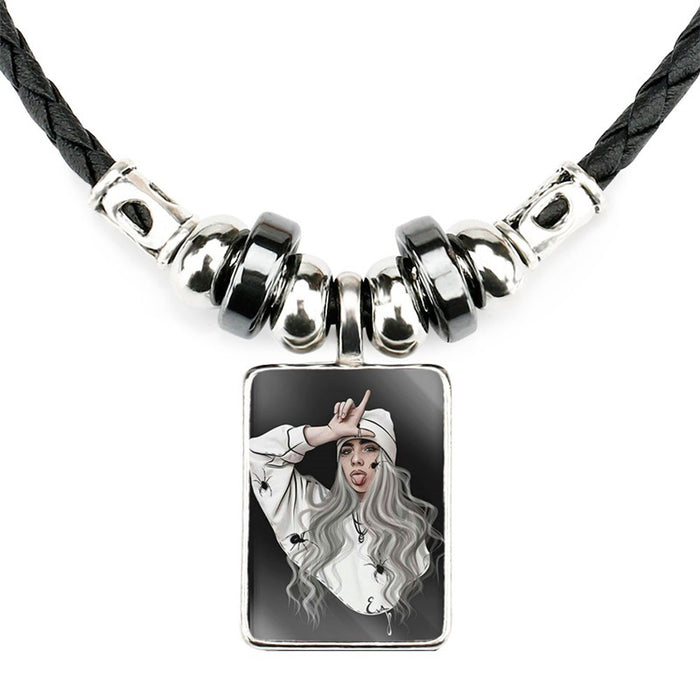 Wholesale Celebrity-themed square glass pendant necklace