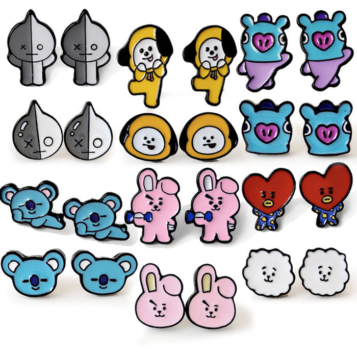 Wholesale Earring Alloy Cute Cartoon Bear Rabbit Robot (M) JDC-ES-SYM005