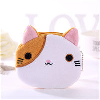 Wholesale Creative Cute Cartoon Japanese and Korean Students Ladies Zipper Mini Key Coin Storage Japanese Cute Cat Coin Purse JDC-WT-SM002