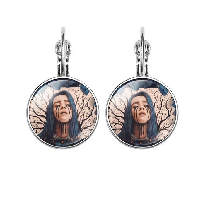 Wholesale Popular Celebrity Pattern Time Gemstone Earrings for Women