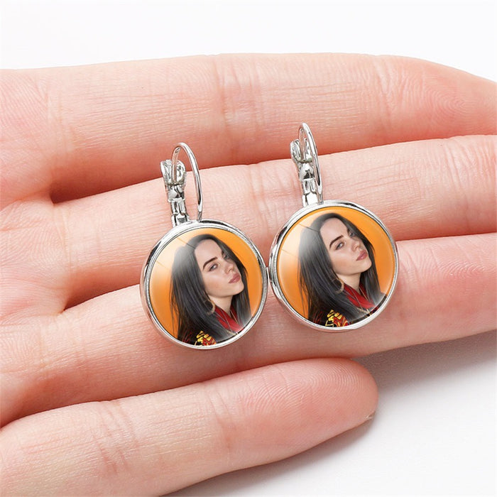 Wholesale Popular Celebrity Pattern Time Gemstone Earrings for Women