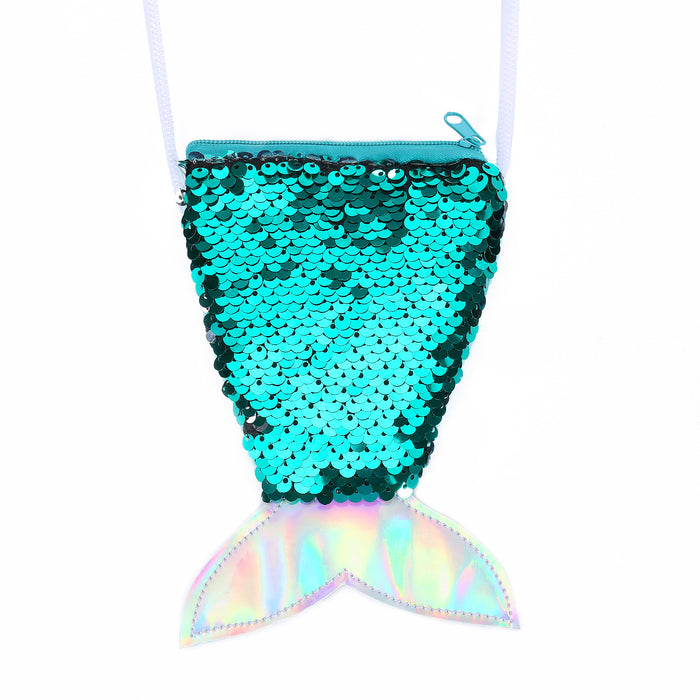Wholesale Children' s wallet fish tail sequins lanyard coin purse girl mermaid diagonal coin bag small wallet