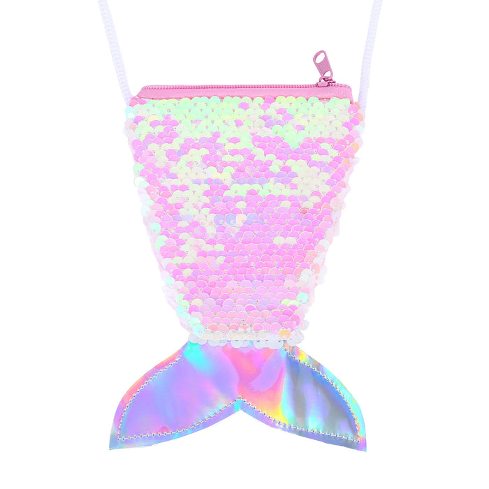 Wholesale Children' s wallet fish tail sequins lanyard coin purse girl mermaid diagonal coin bag small wallet