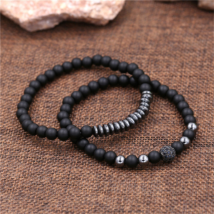 Wholesale Bracelet Black Frosted Bead Bracelet Set JDC-BT-ZhuJ006