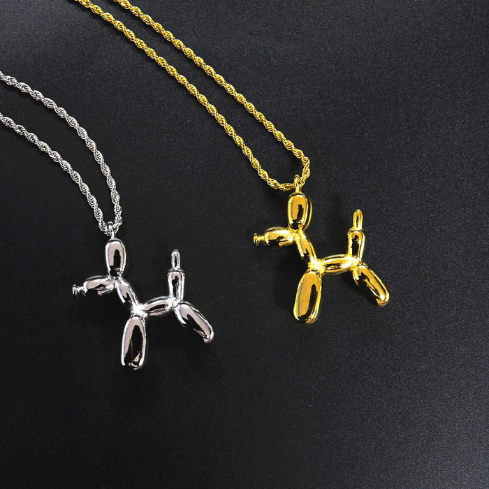 Wholesale Titanium Steel Balloon Dog Pendant Necklace JDC-NE-LangDi008