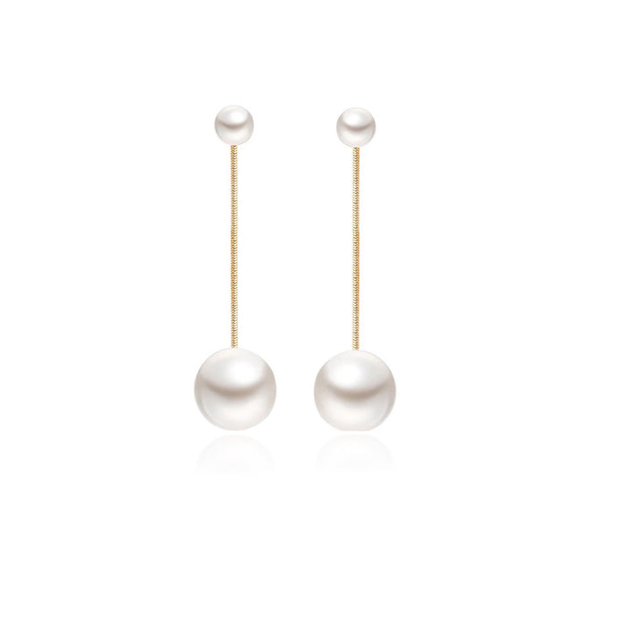 Wholesale S925 Silver Needle Size Pearl Long Earrings Tassel Earrings Ear Jewelry