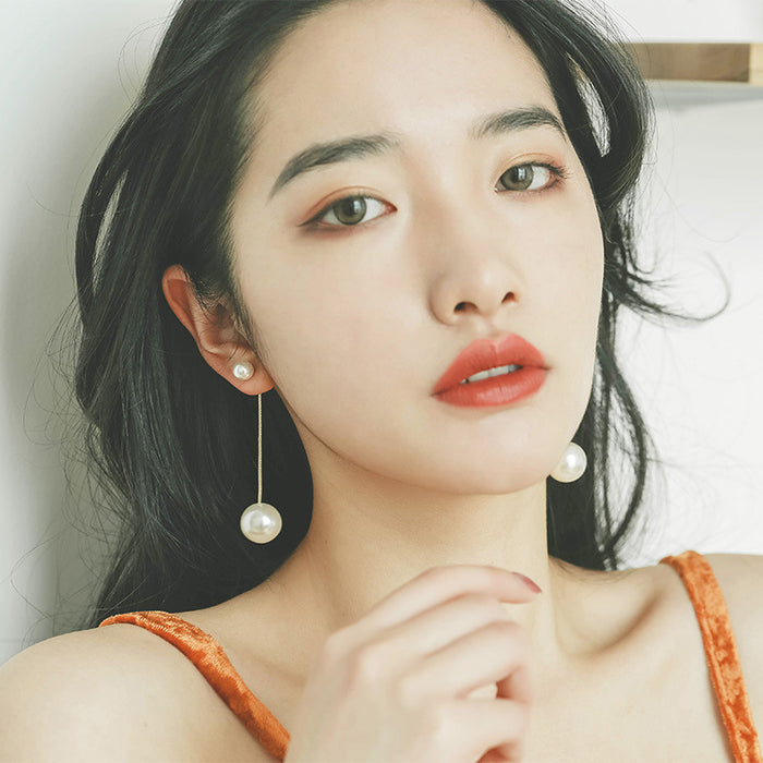 Wholesale S925 Silver Needle Size Pearl Long Earrings Tassel Earrings Ear Jewelry