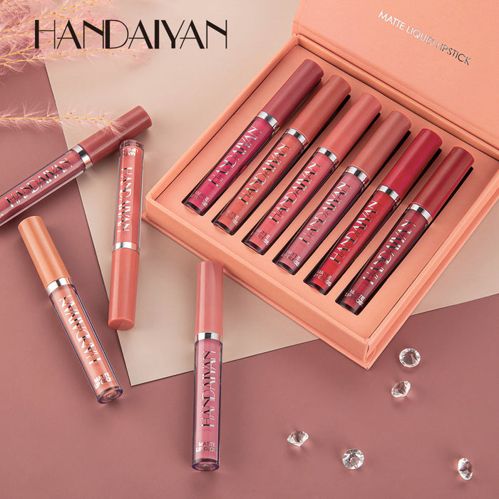 Wholesale Lip Glaze Set Matte 6 Supports Long term Waterproof, Non fading, Non stick Cup Lip Gloss Lip Glaze