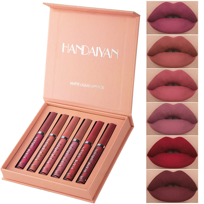Wholesale Lip Glaze Set Matte 6 Supports Long term Waterproof, Non fading, Non stick Cup Lip Gloss Lip Glaze