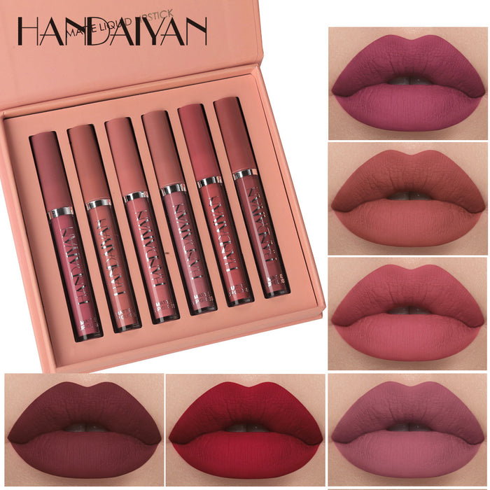Wholesale Lip Glaze Set Matte 6 Supports Long term Waterproof, Non fading, Non stick Cup Lip Gloss Lip Glaze