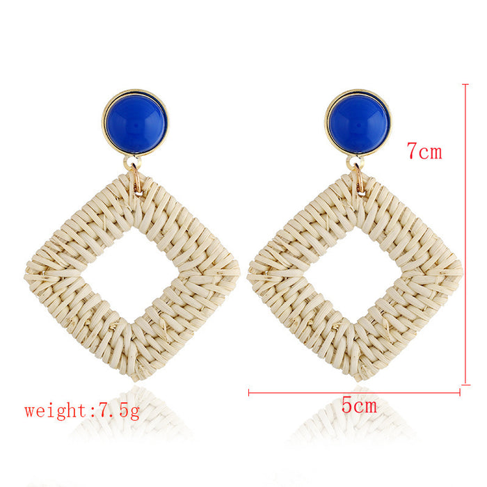 Wholesale Wooden Bohemian Rattan Earrings JDC-ES-ManY053