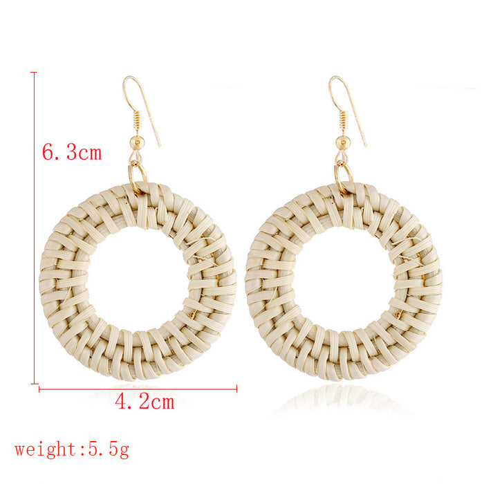 Wholesale Wooden Bohemian Rattan Earrings JDC-ES-ManY053