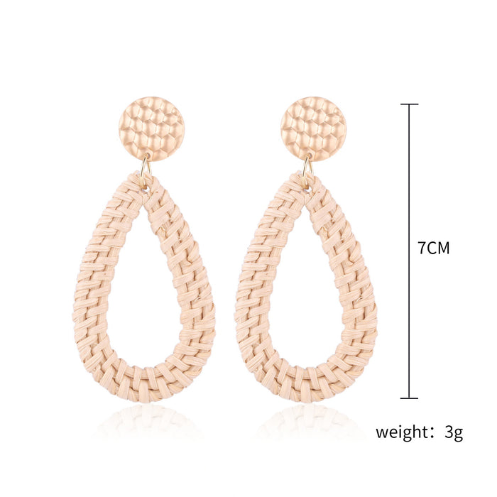 Wholesale Wooden Bohemian Rattan Earrings JDC-ES-ManY053