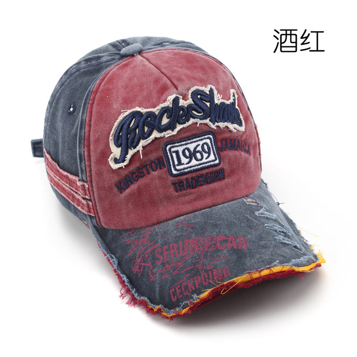 Wholesale 1969 Vintage Washed Old Letter Embroidered Hole Baseball Cap JDC-FH-TuL046