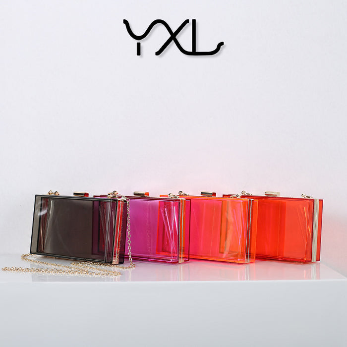 Wholesale Hot Selling Acrylic Small Square Bag Summer Candy Color Transparent Box Bag Dinner Bag JDC-SD-YX001