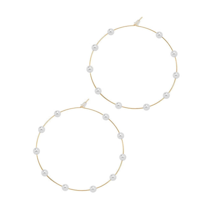 Wholesale Alloy jewelry earrings, silver pearl earrings, fashionable and exaggerated pearl earrings, women's ring earrings, personality