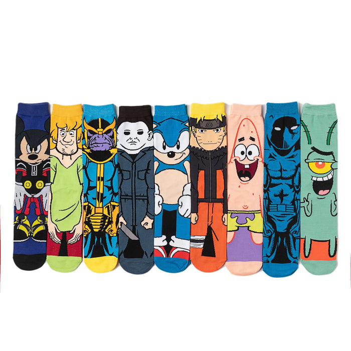 Wholesale Men's Cotton Sports casual Cartoon Socks Size 42-47 9-11