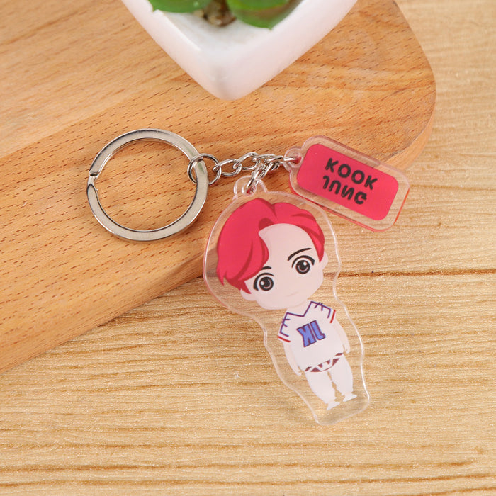 Wholesale Cartoon Double Layer Transparent Acrylic Keychain JDC-KC-YaQ001