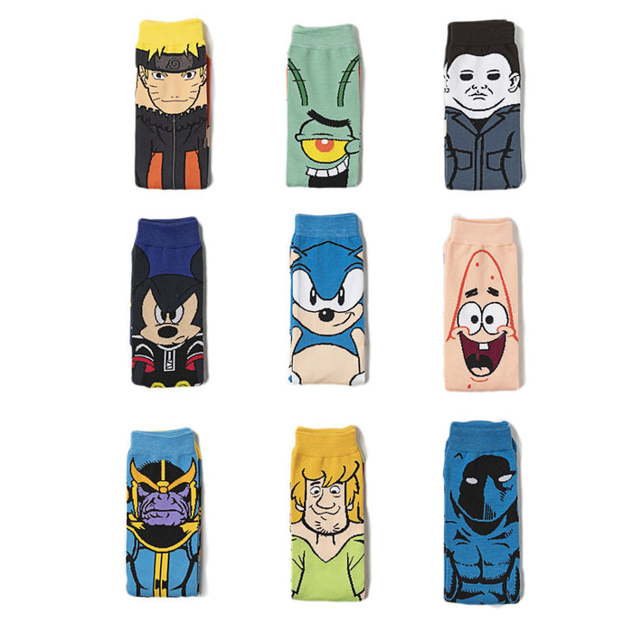 Wholesale Men's Cotton Sports casual Cartoon Socks Size 42-47 9-11