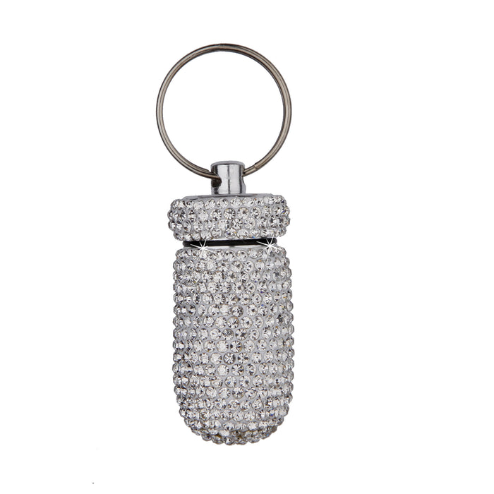 Wholesale Full Diamond Aluminum Alloy Storage Box Medicine Can Key Chain JDC-KC-ZW001