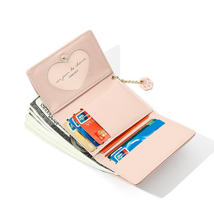 Wholesale Cartoon Cute Cropped Women's Wallet Pu Tri-fold Small Leather Clip For Girls Sweet Mini Money Holder Fashion Accessory