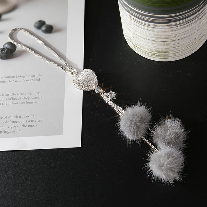 Wholesale Pink Plush Fur Ball Car Pendant Heart Design Car Interior Decoration