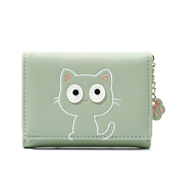 Wholesale Cartoon Cute Cropped Women's Wallet Pu Tri-fold Small Leather Clip For Girls Sweet Mini Money Holder Fashion Accessory