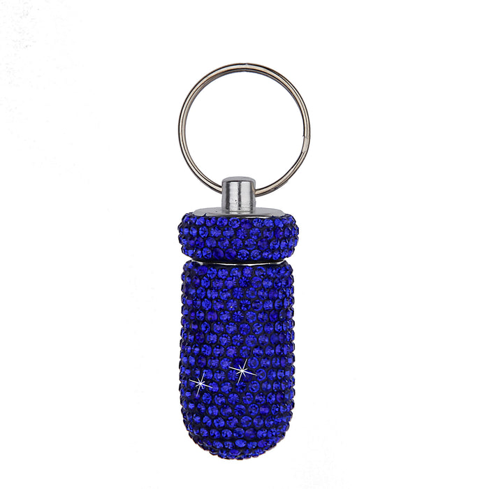 Wholesale Full Diamond Aluminum Alloy Storage Box Medicine Can Key Chain JDC-KC-ZW001