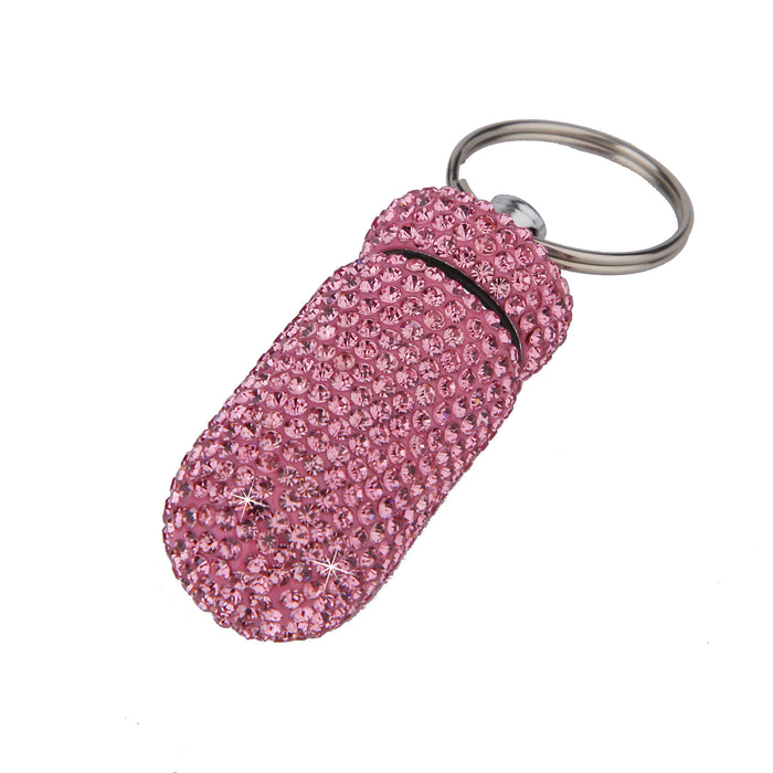 Wholesale Full Diamond Aluminum Alloy Storage Box Medicine Can Key Chain JDC-KC-ZW001