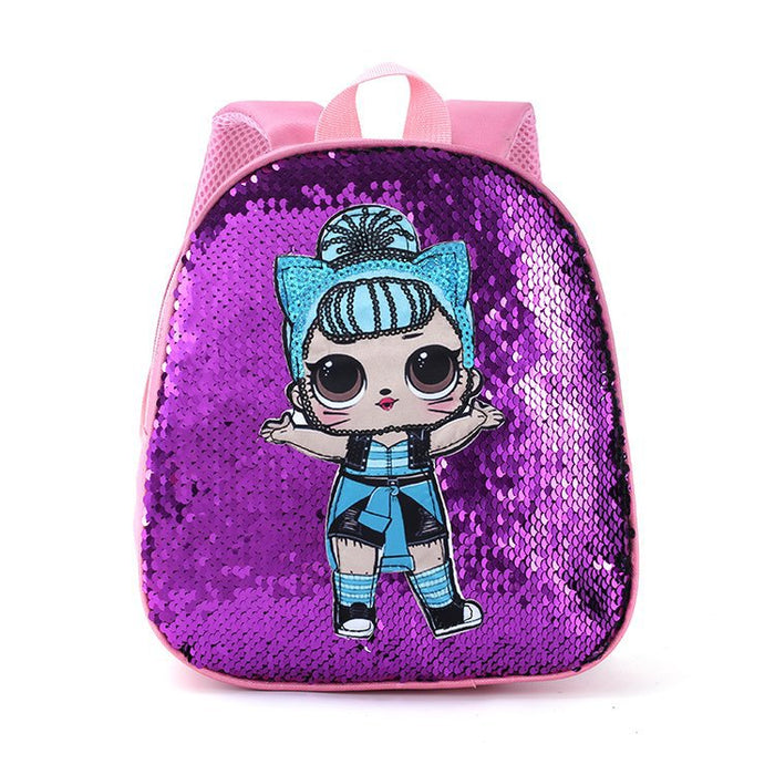 Wholesale PU Sequin Kids Backpack Cute Surprise Doll JDC-BP-Fuqian004