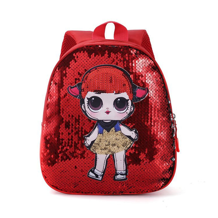Wholesale PU Sequin Kids Backpack Cute Surprise Doll JDC-BP-Fuqian004