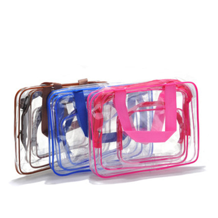 Wholesale PVC Transparent Toiletry Bag Cosmetic Bag Three-piece Set JDC-CB-HanDuo001