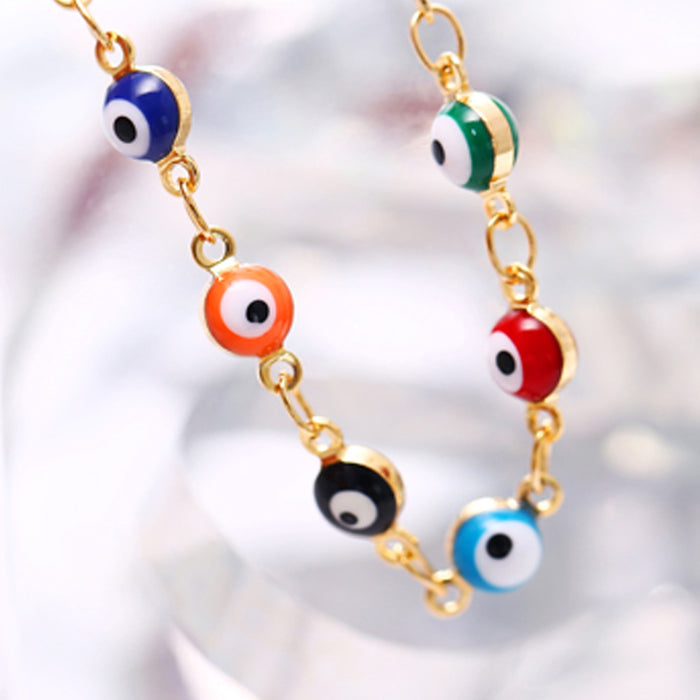 Wholesale Retro Evil Eye Anklet Copper Geometric Shape Party Jewelry Accessory
