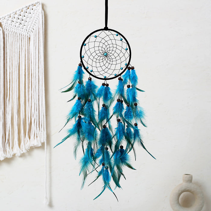 Wholesale Dreamcatcher with Lights Handwoven Feather Car Hanging Ornament